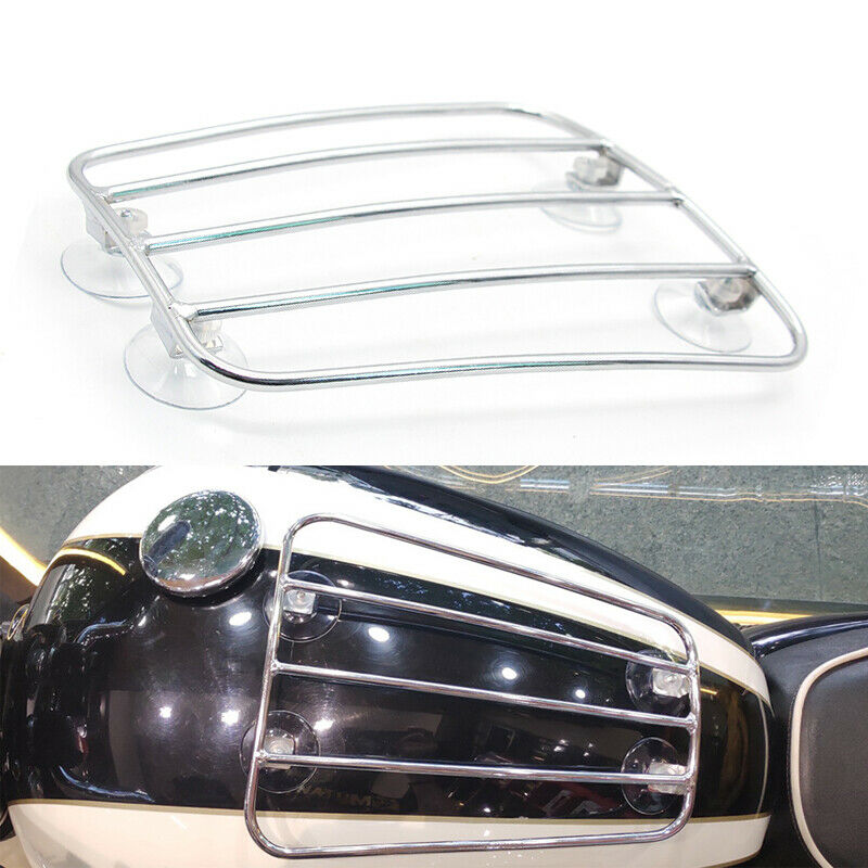 Motorcycle ATV Front Chrome Fuel Tank Luggage Rack Cargo Shelf Bracket Universal