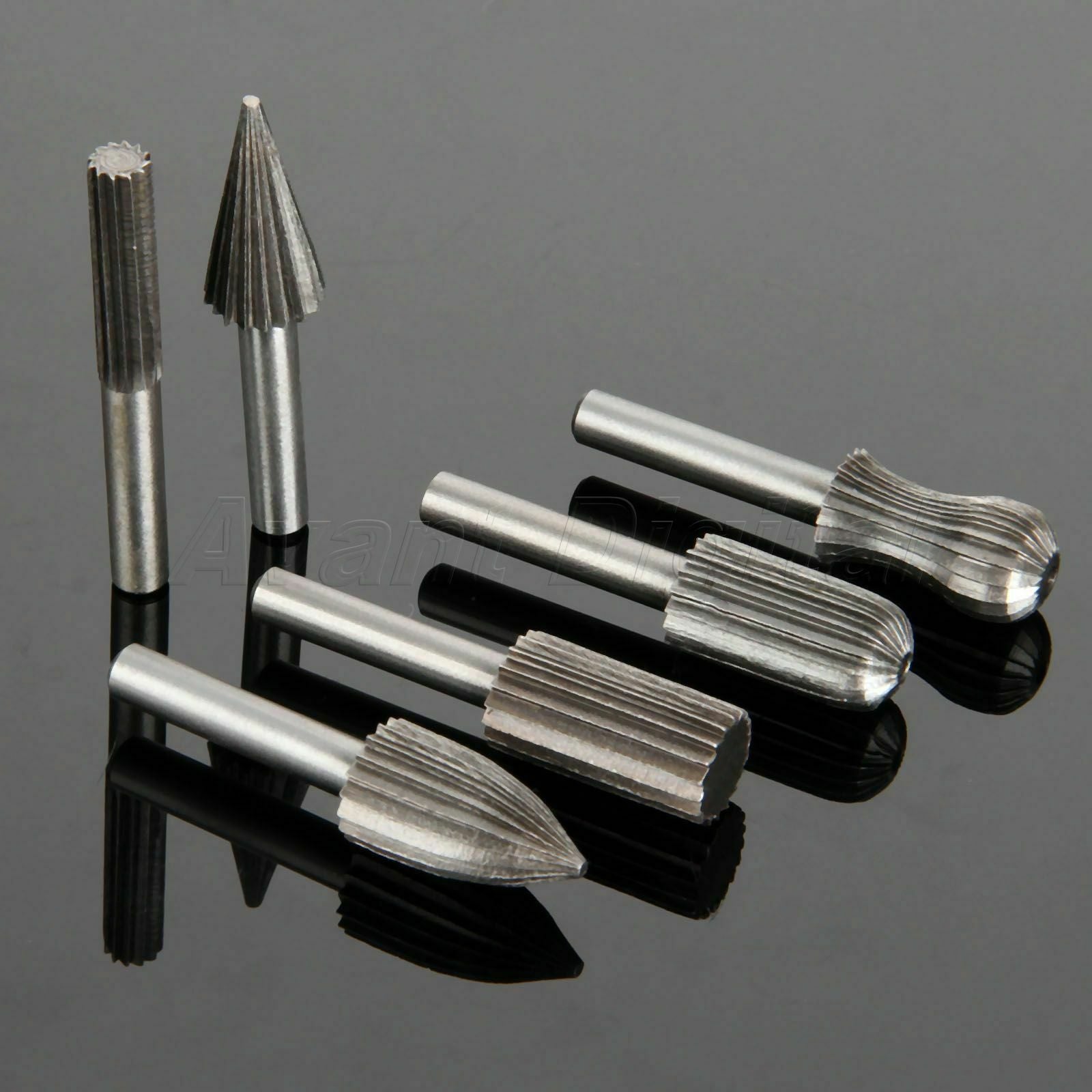 New 6pcs Rotary Burr Set Engraving Bit Grinding Shank 6mm 1/4" For Rotary Tools
