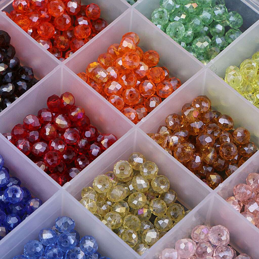 1200PCS/Box Crystal Glass Beads Rondelle Faceted Loose Spacers Beads 6mm Making