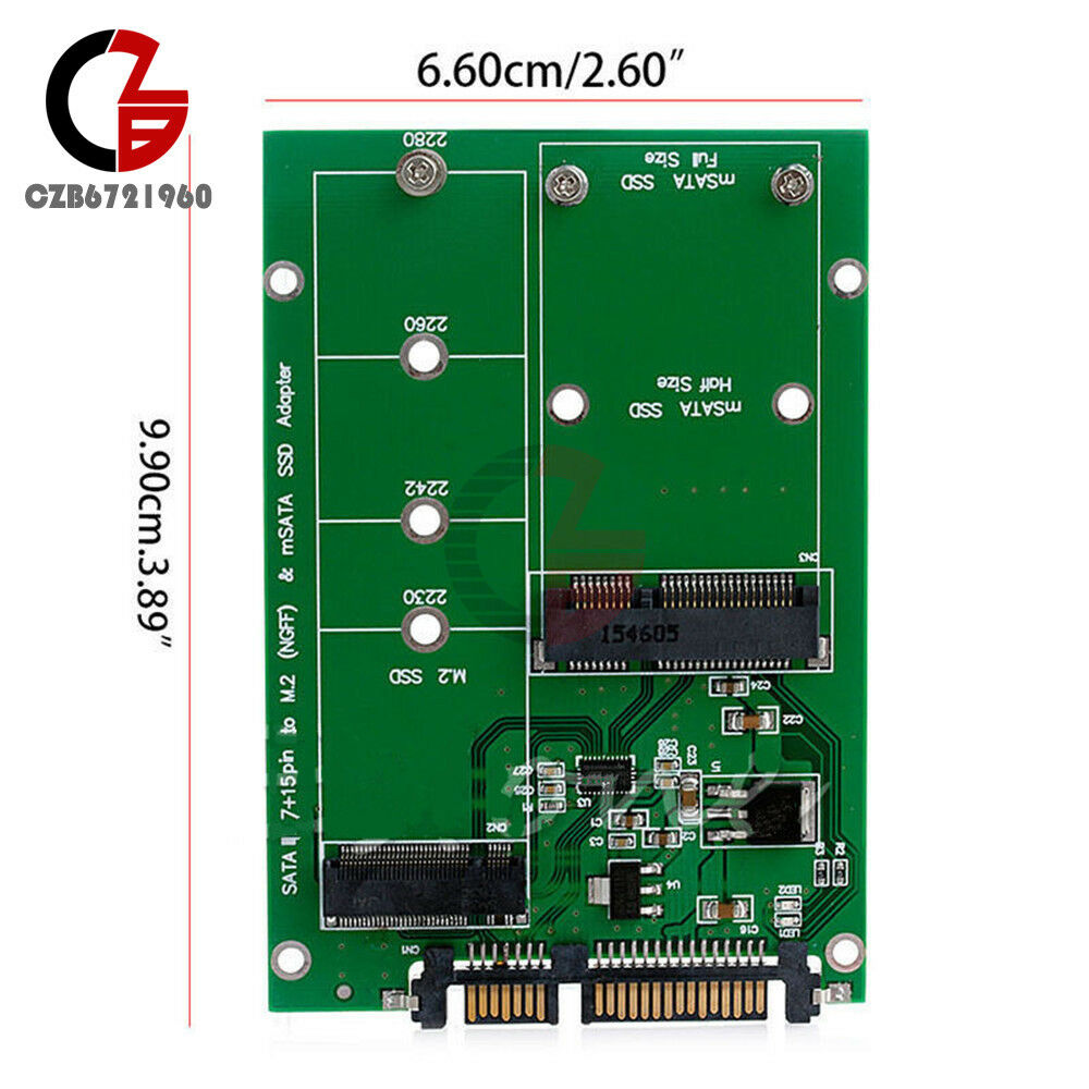 mSATA SSD to SATA M.2 B / B+M KEY NGFF & 2.5" III Board Adapter Converter Card