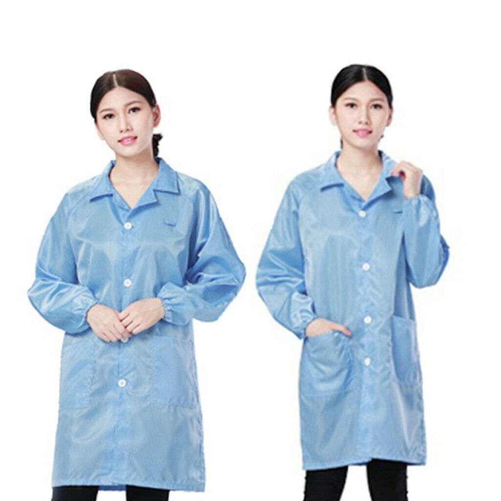 2X Unisex ESD-Safe Anti-Static Premium Lab Jacket Coat Clothing Blue M