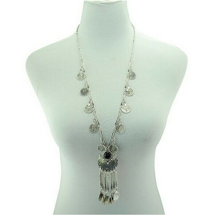 Ethnic Tribal Boho Beads Coin Fringe Belly Dance Bohemian Pendant Necklace