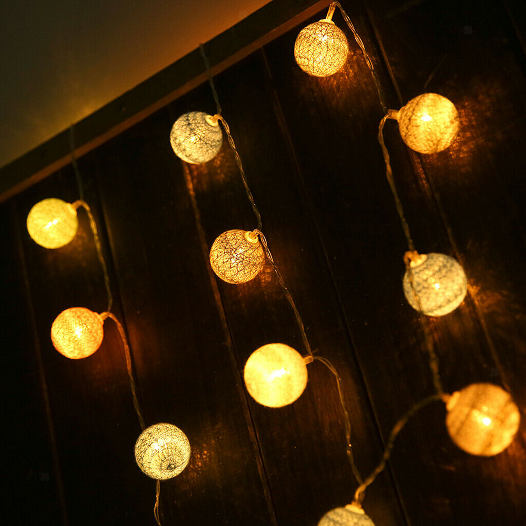 Christmas 20 LED String Light Cotton Ball Fairy Light Party Home Decor