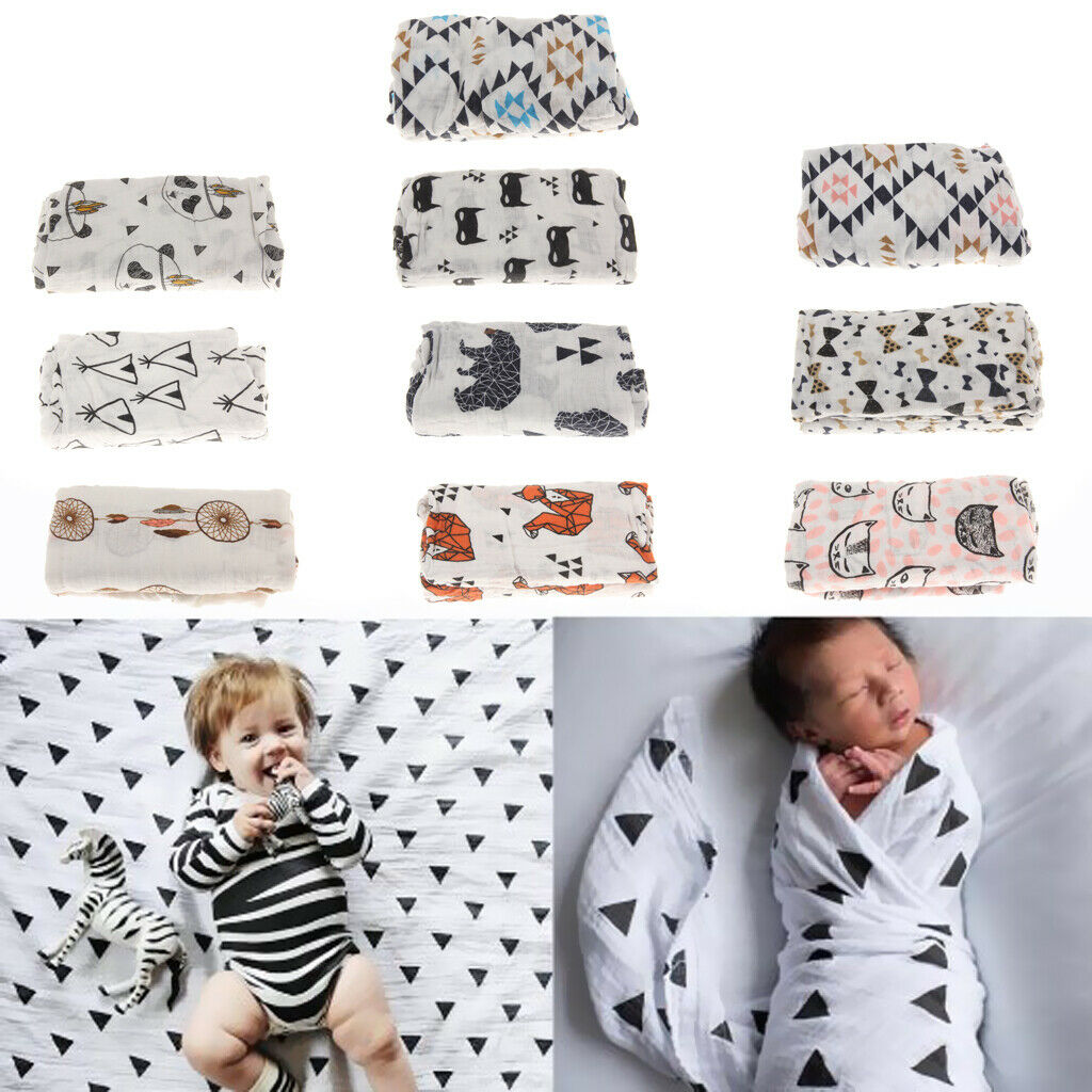 2x Soft Muslin Cotton Baby Swaddle Blanket Unisex Nursing Cover Wrap for Newborn