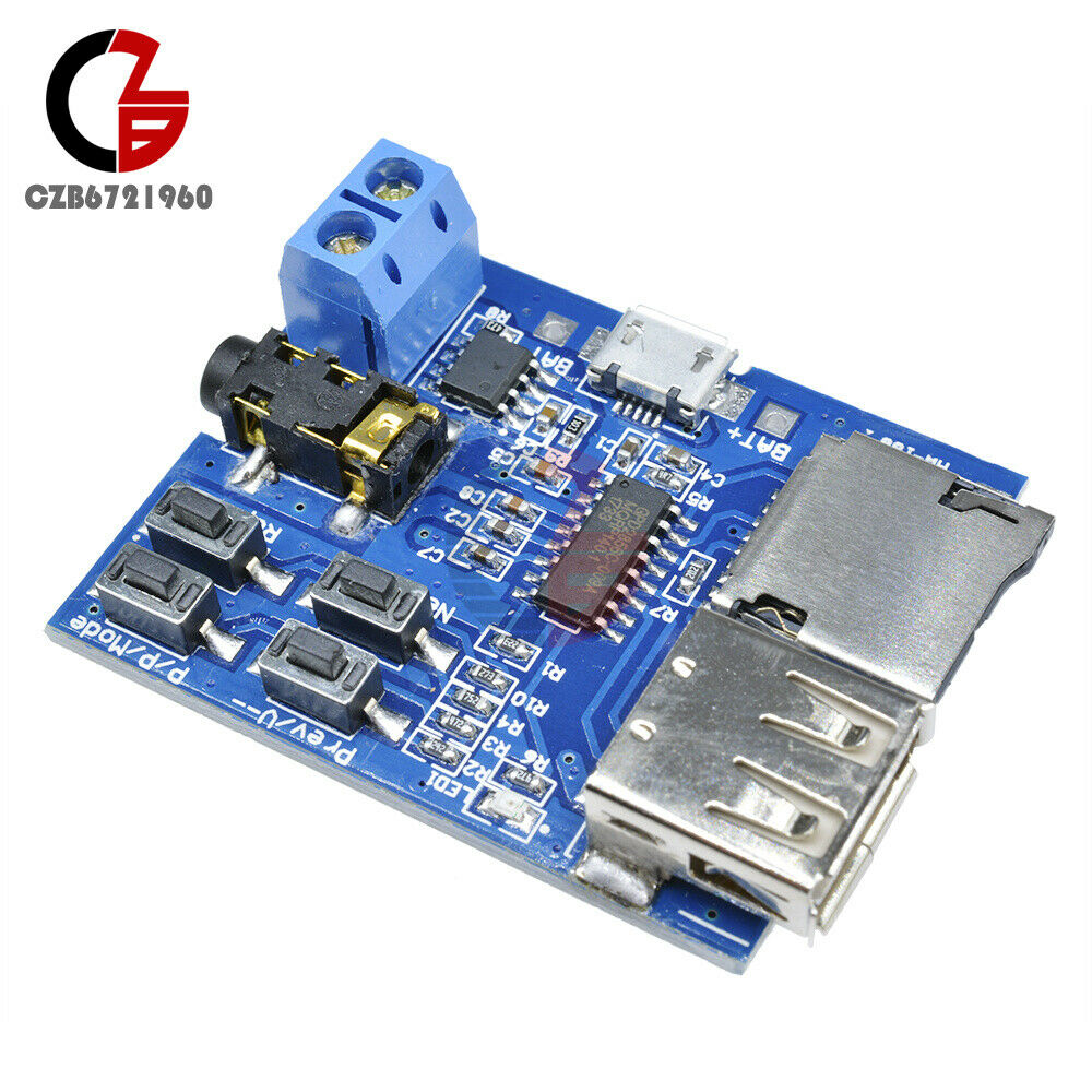 2PCS 3W MP3 Decoder Board Micro USB TF Card Audio Player Mono Amplifier Decoding