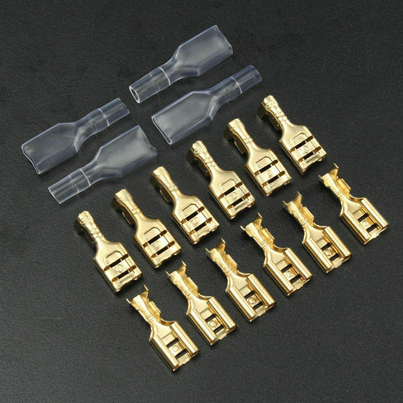 200pcs 6.3mm Female Spade Connectors Mayitr Brass Crimp Terminals 16-22 AWG