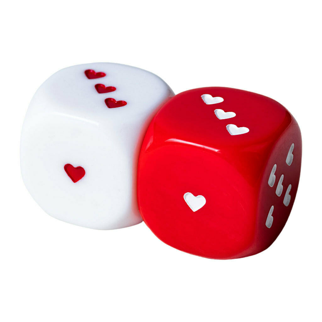 2 Pieces Opaque 6 Dice Heart Pattern Roleplaying RPG DND Game Party Prop