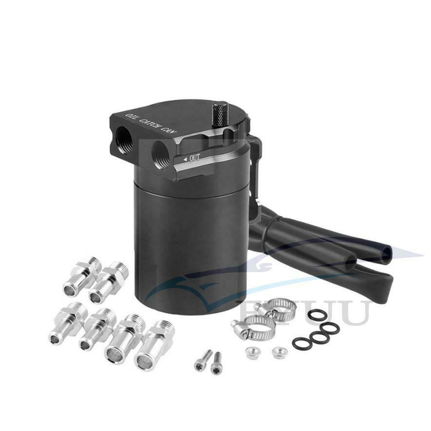 300ML Aluminum Oil Catch Can Reservoir Tank Kit Engine Black Polish Baffled