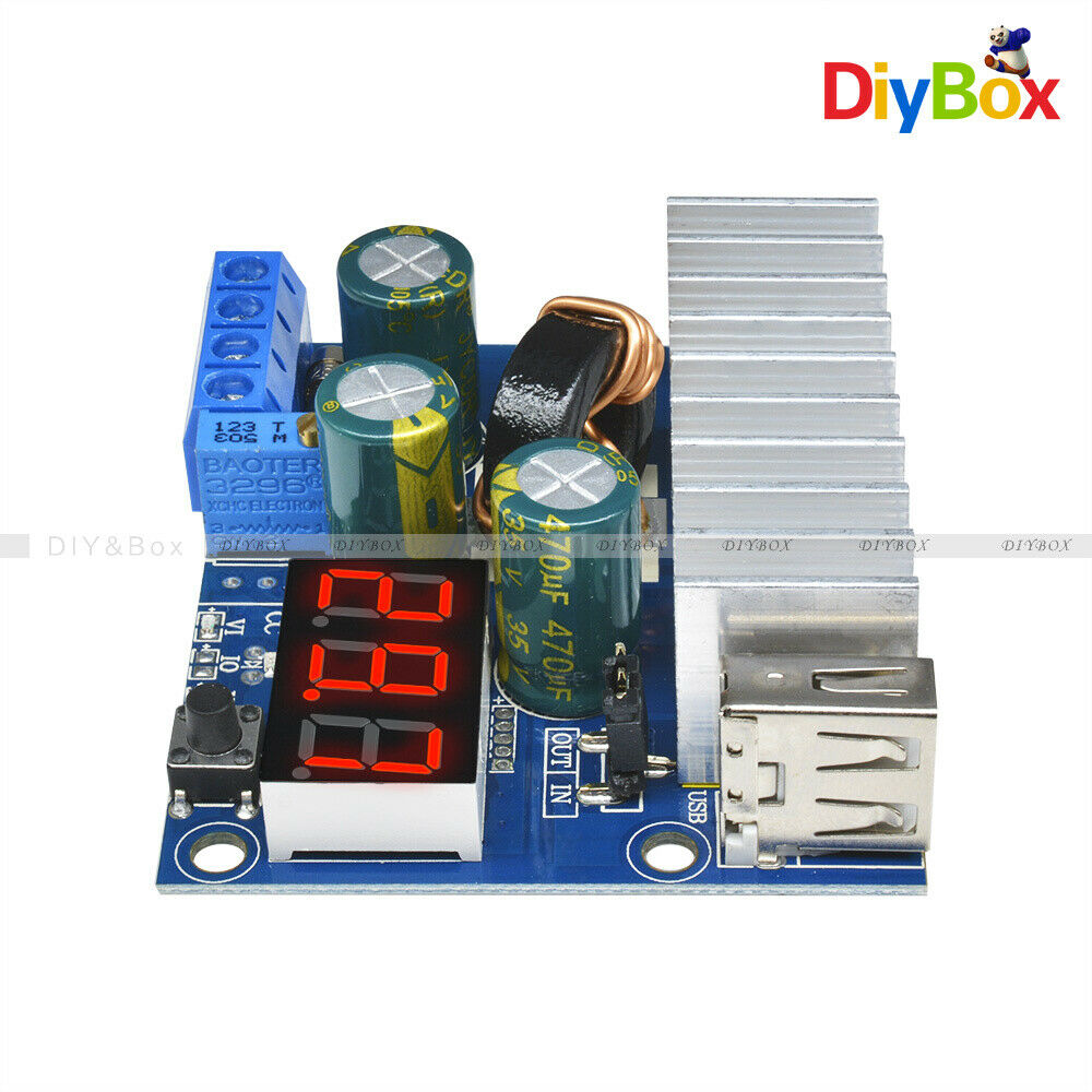 6A 3-35V to 3-35V DC 100W Boost Step-up Module USB Power Supply LED Voltmeter