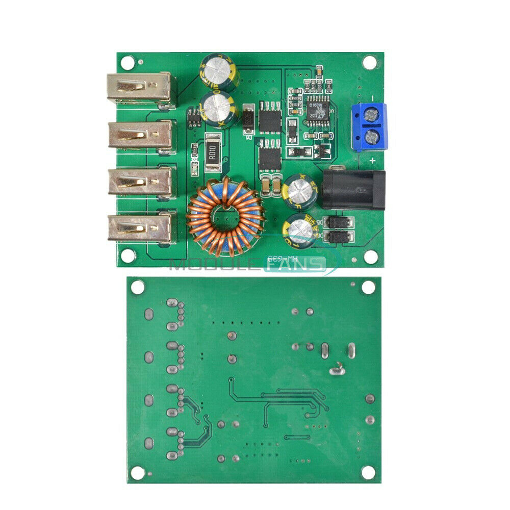 7-60V To 5V 5A DC-DC 4 USB Output Buck Converter Step Down Car Power Supply
