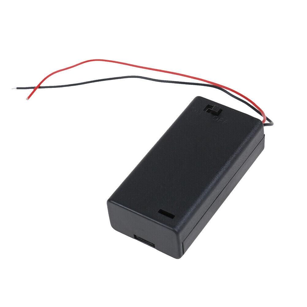 2x AA 3V battery holder connector storage case box ON/OFF switch with lea.l8