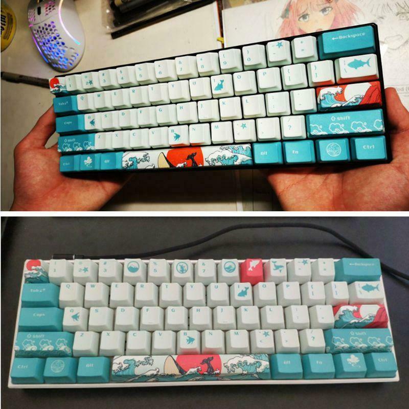 5 Sides Dye-Sublimation 108 Ukiyo-e Sea Waves Keycap Mechanical Keyboard Keycaps