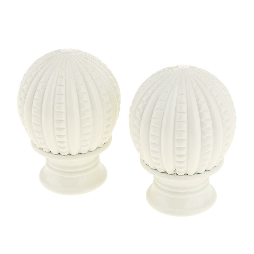 1 Pair Retro Curtain Decorative Pole Rod Finials Ends Heads 28mm White B