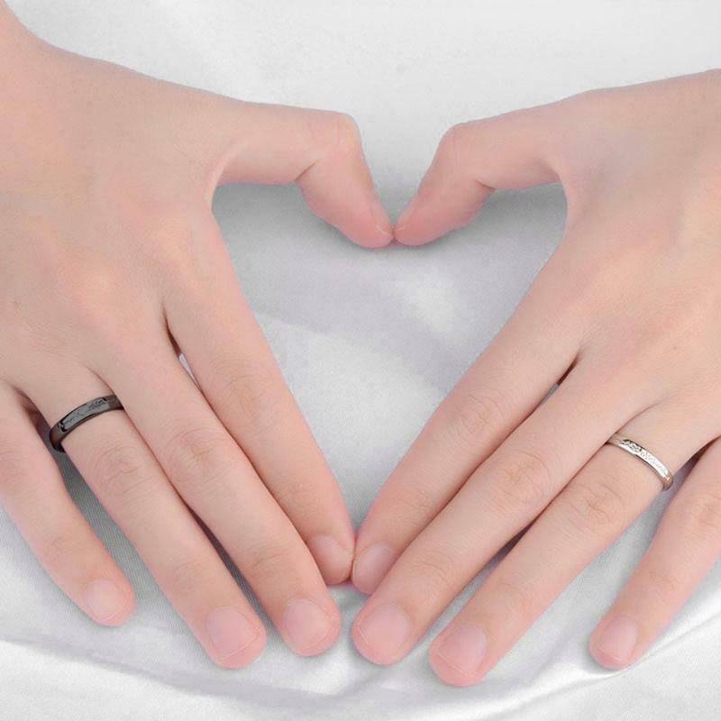 1Pair Fashion Couples Love Ecg Ring Adjustable for Valentine's Day Birthday Gift