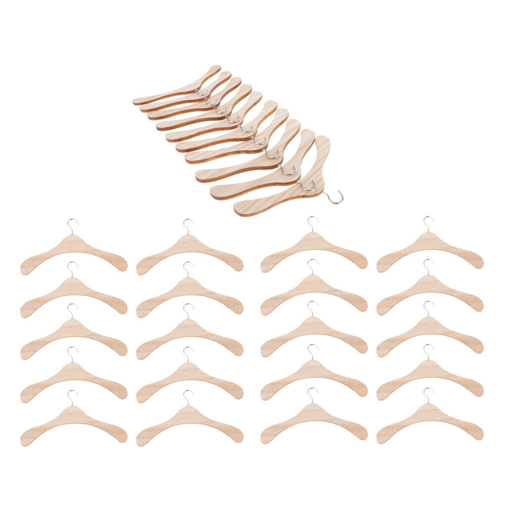 30Pcs 15cm Wooden Hangers with Metal Hooks for 1: 3 Uncle