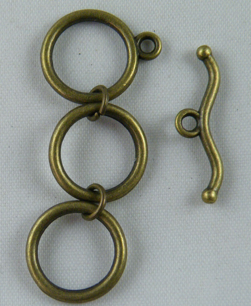 15sets Bronze Color 3Rings Toggle Clasps 47x14x2mm 12135