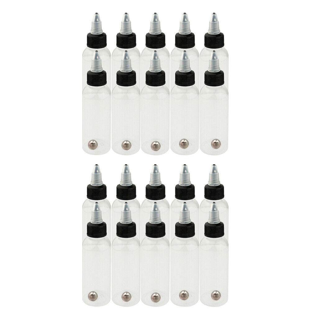 20Pcs KD001 Clear Tattoo Paint Airbrush Ink Pigment Boston Bottles LDPE 60ml