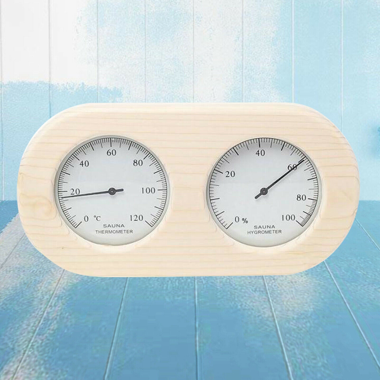 Double-meter Sauna Wooden Hygrothermograph Temperature and Moisture Meter Sauna