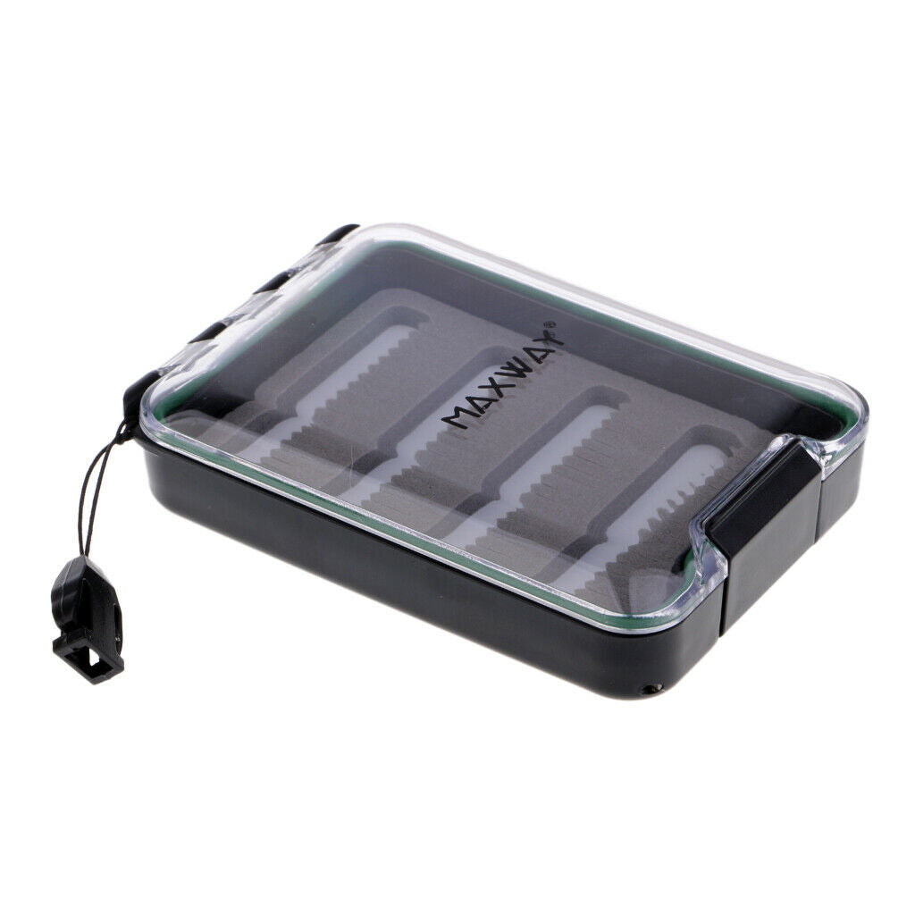 ABS Plastic Fly Box Fly Fishing Tackle Box Slit Foam Insert with Lanyard