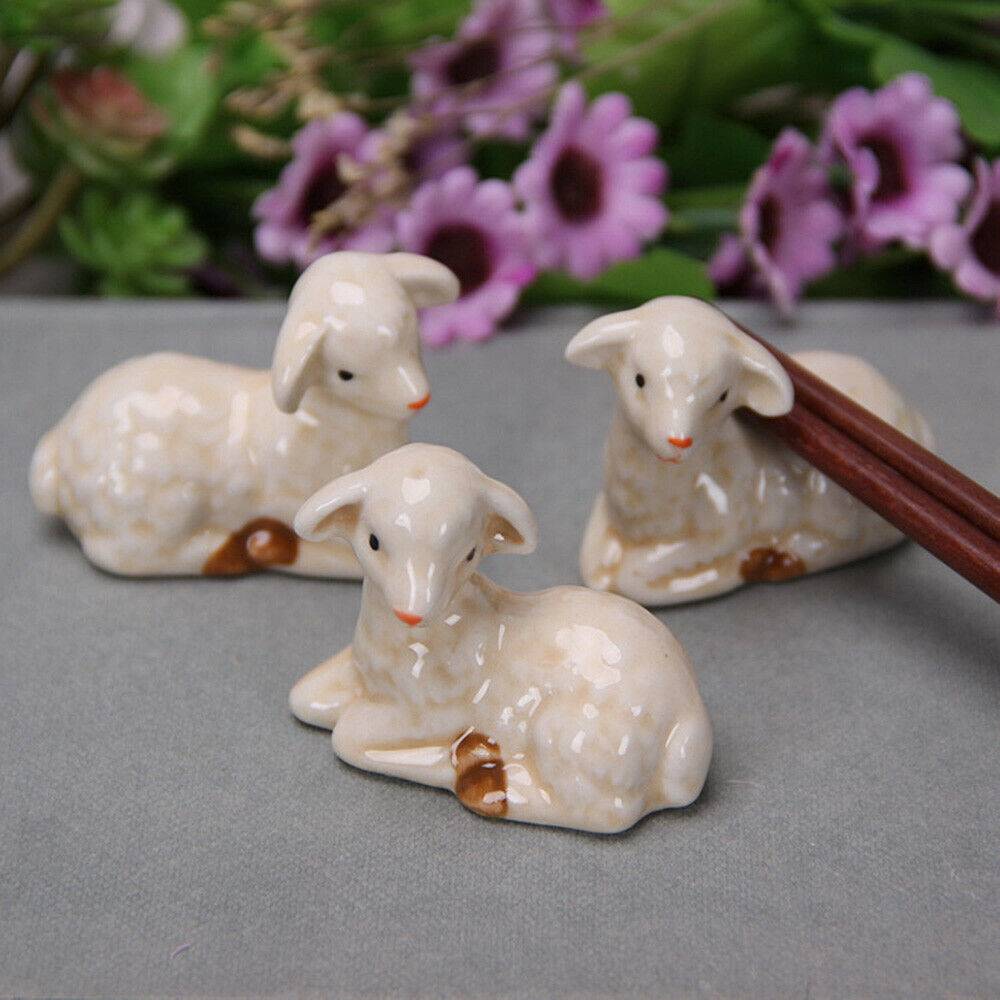 1Pc Lamb Chopsticks Holder Ceramic Stand Spoon Fork Rest Tableware Table Decor