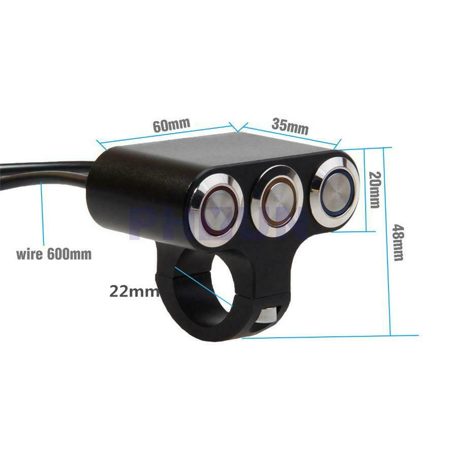 Motorcycle Handlebar CNC Aluminium Alloy Momentary Reset Button Switches 22mm