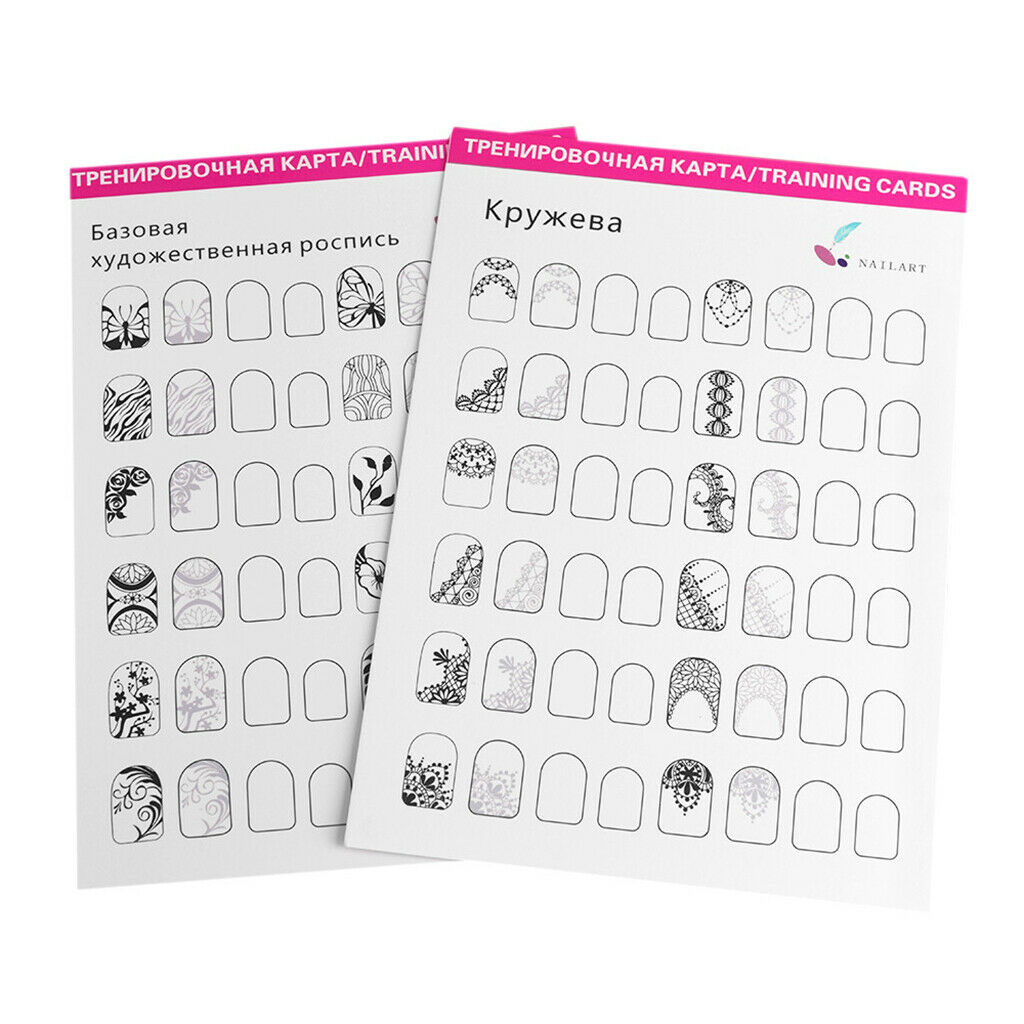 12pcs Acrylic Lines Nail Art Practice Painting Guide Paper Book Easy to Clean