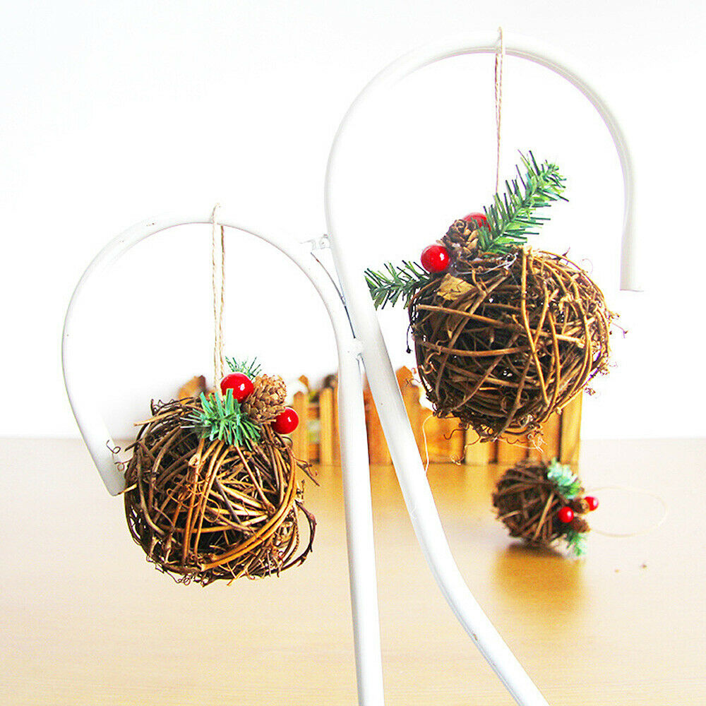 3Pcs Christmas Sepak Takraw Decoration Natural Rattan Ball Pendant Hanging Xmas
