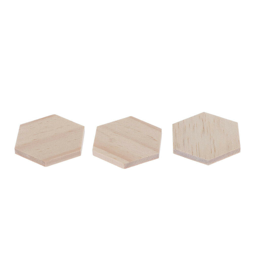 25pcs Hexagonal Shape Wooden Pieces DIY Craft Embellishment For Cardmaking