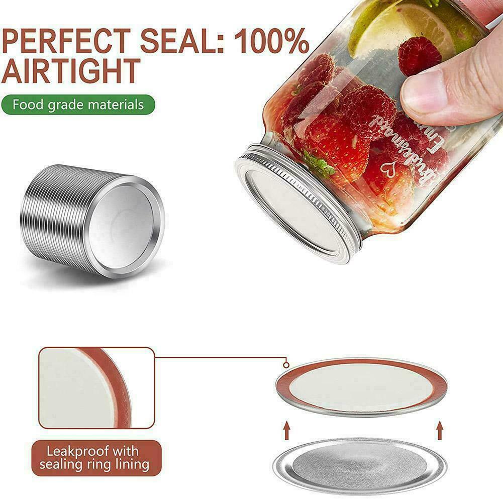 24 PCS Regular Mouth Canning Mason Jar Lids And Rings Split-Type Leak S8W4