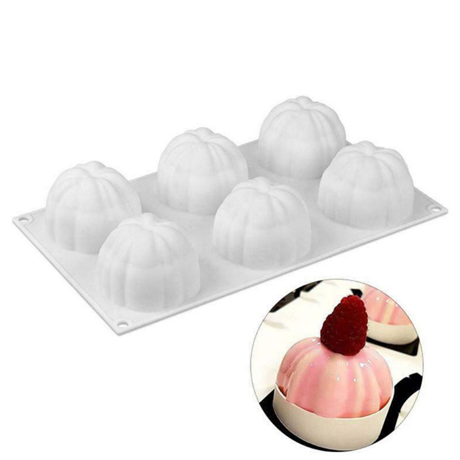 6 Cavity Halloween Pumpkin Silicone Mold Fondant Cake Chocolate Decorating Mould