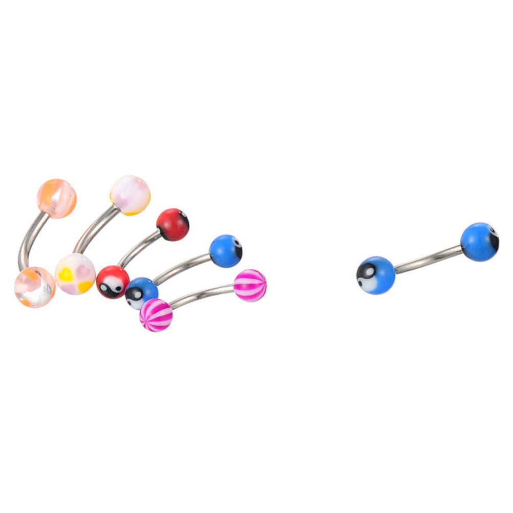 72X Stainless Acrylic Ball Barbell Bar Eyebrow Nose Tounge Ring Body Piercin Qx