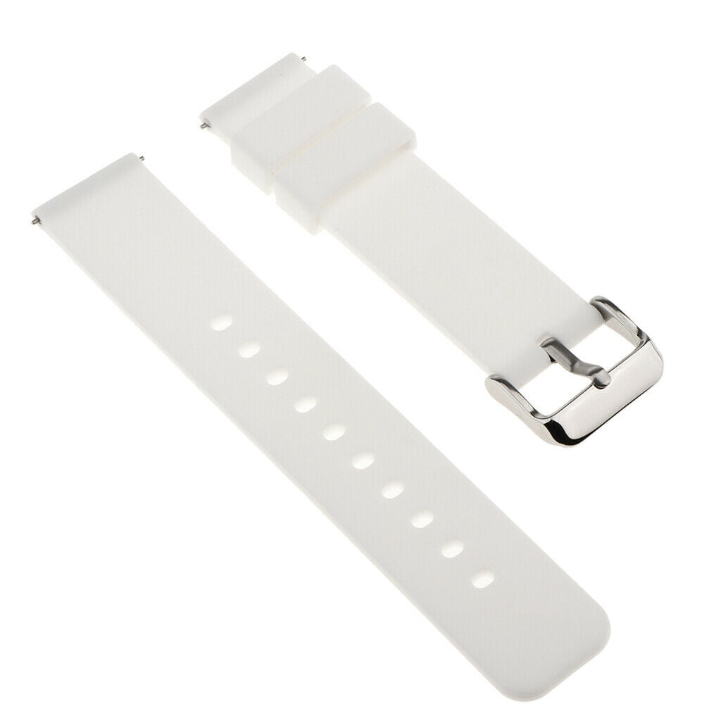 20mm Silicone Waterproof Sports Watchband Strap Deployment Clasp White