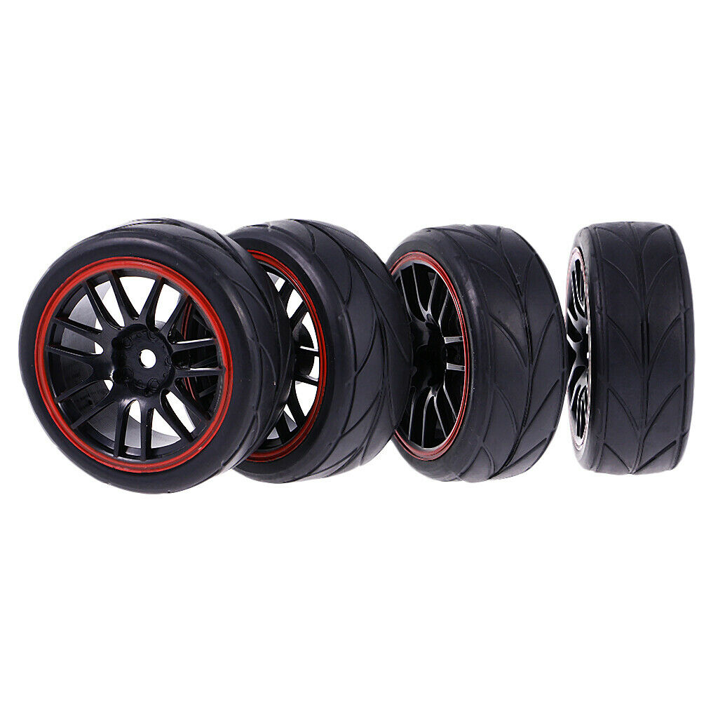 4 Pieces Rubber On Road Tyre Drift Tires for 1/10 RC Car Parts 9068-6081