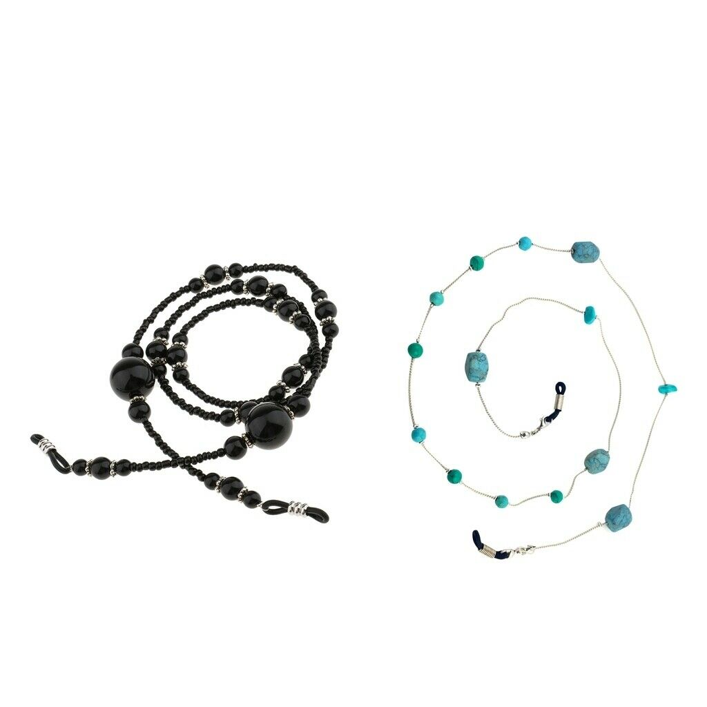 2xBeaded Sunglasses Chain Spectacles Lanyard Anti Slip Eyeglass Necklace