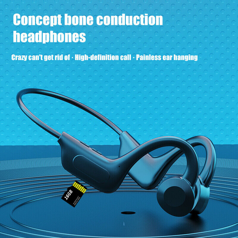 Bluetooth 5.1 Bone Conduction Wireless Headset Open Ear Headphones W/Data Cable