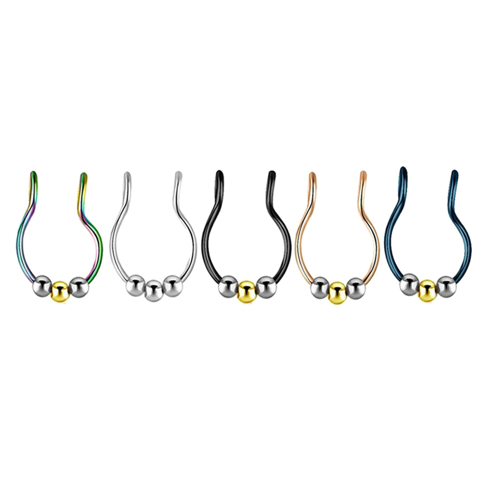 6 Packs Mixed Color Nose Ring No Pierce Septum Rings Clips Body Jewelry 8mm