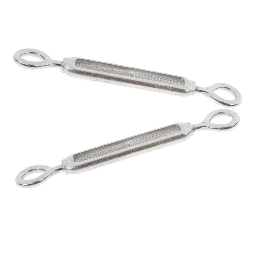 2x  304 Stainless Steel Turnbuckle Rope Hook Eye Rigging Screw Polished
