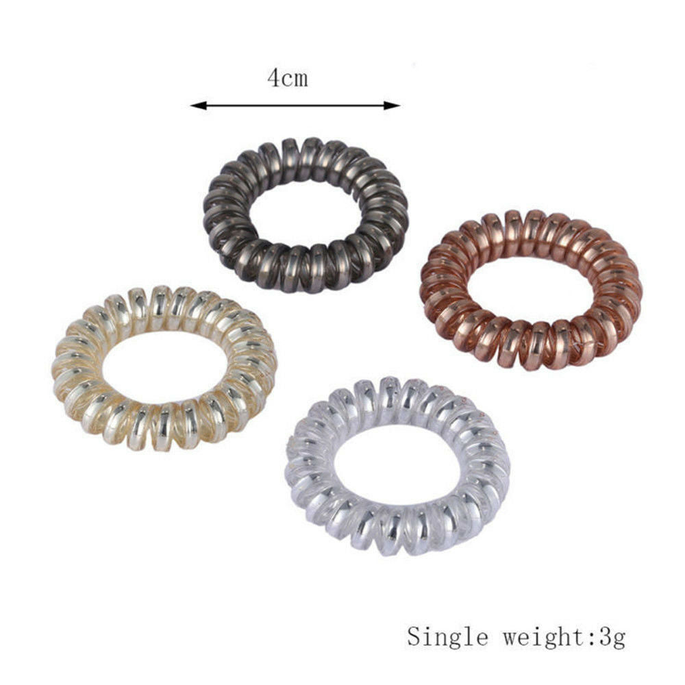 12PCS Rubber Telephone Wire Hair Ties Spiral Hair Head Elastic Bands Lot