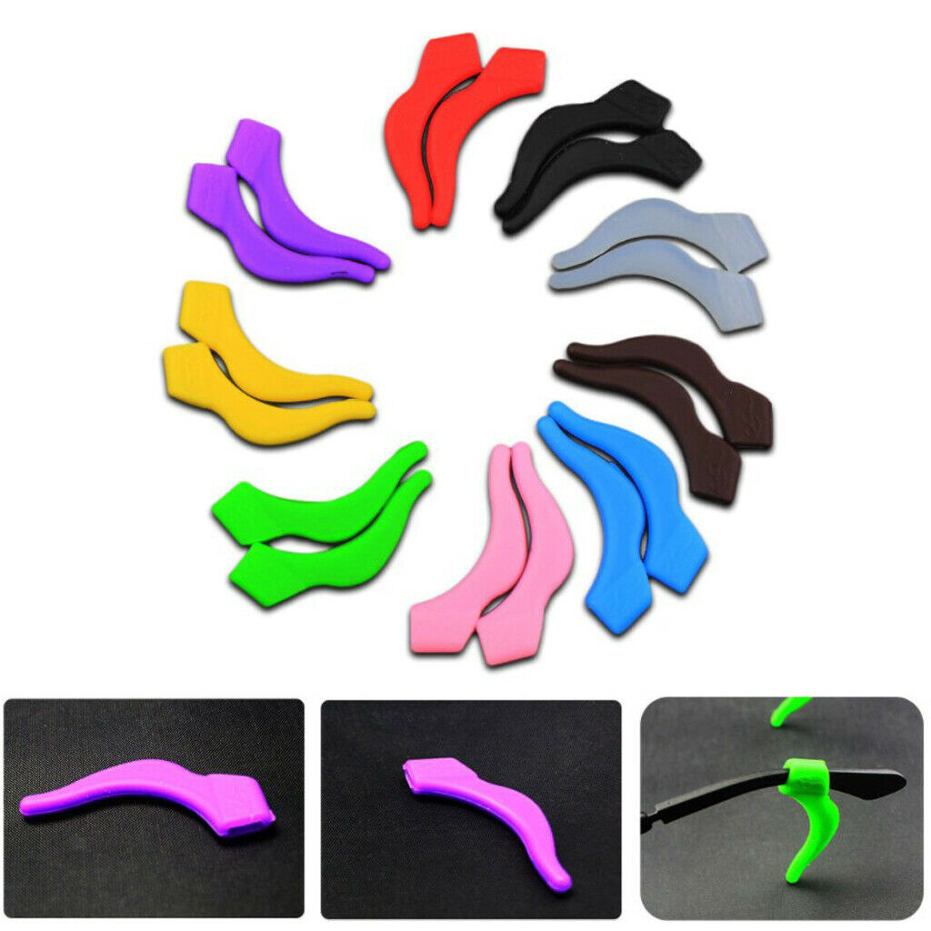 10 Pairs Silicone Eye Glasses Temple Tips Ear Hooks Grip Holder  Red