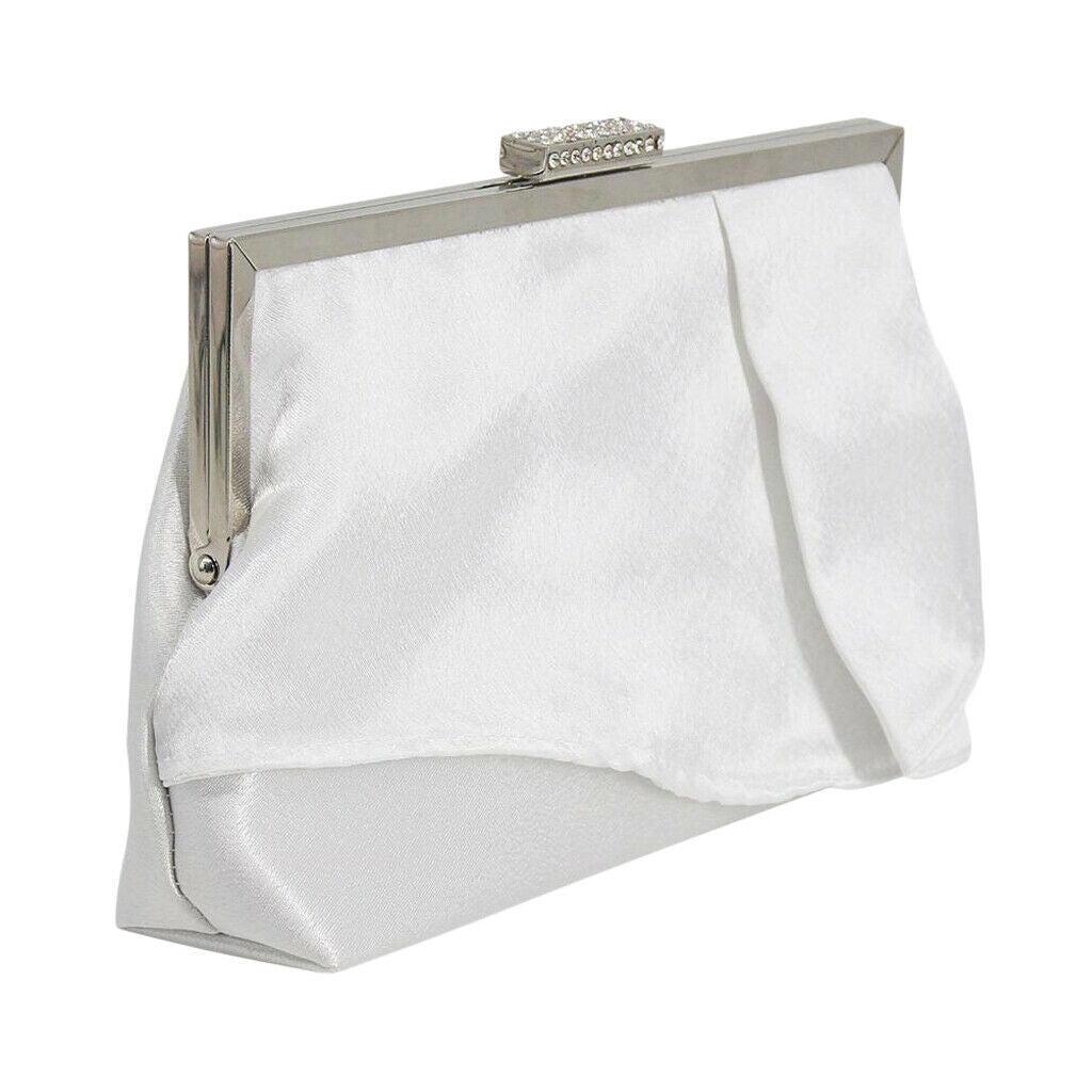 Women Clutch Evening Bag Pleated Satin Formal Wedding Cocktail Handbag Purse