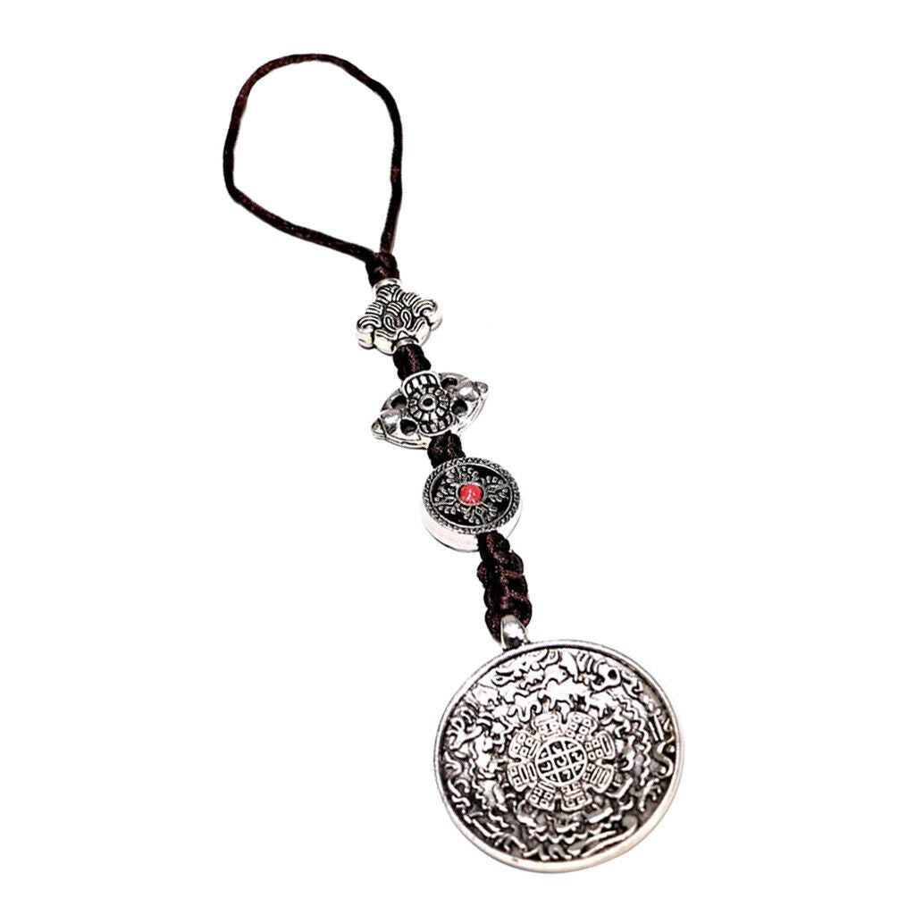 Tibetan Shamans Buddhism Copper Mirror Amulet Pendant Necklace Car Hanging L