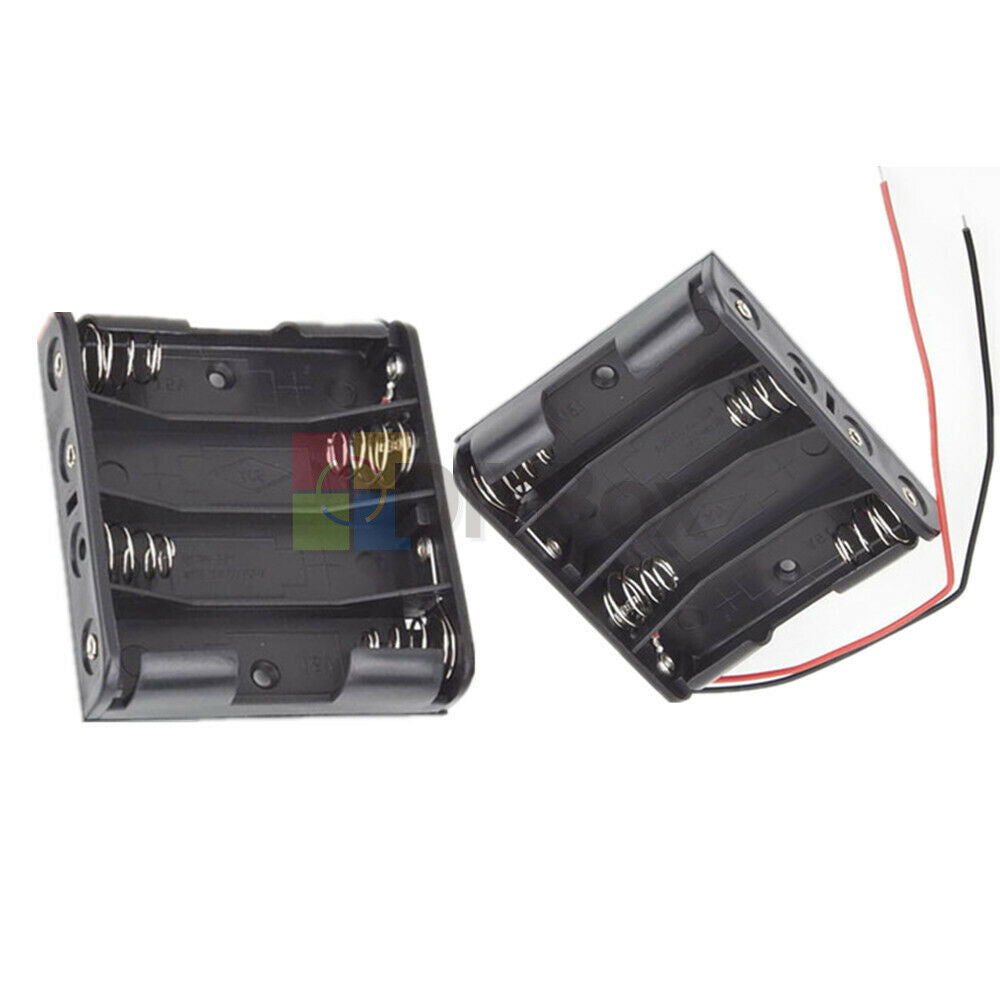 10PCS 6.0V 4 X AA 4xAA 2A Plastic Battery Storage Case Box Holder w/ Wire Leads