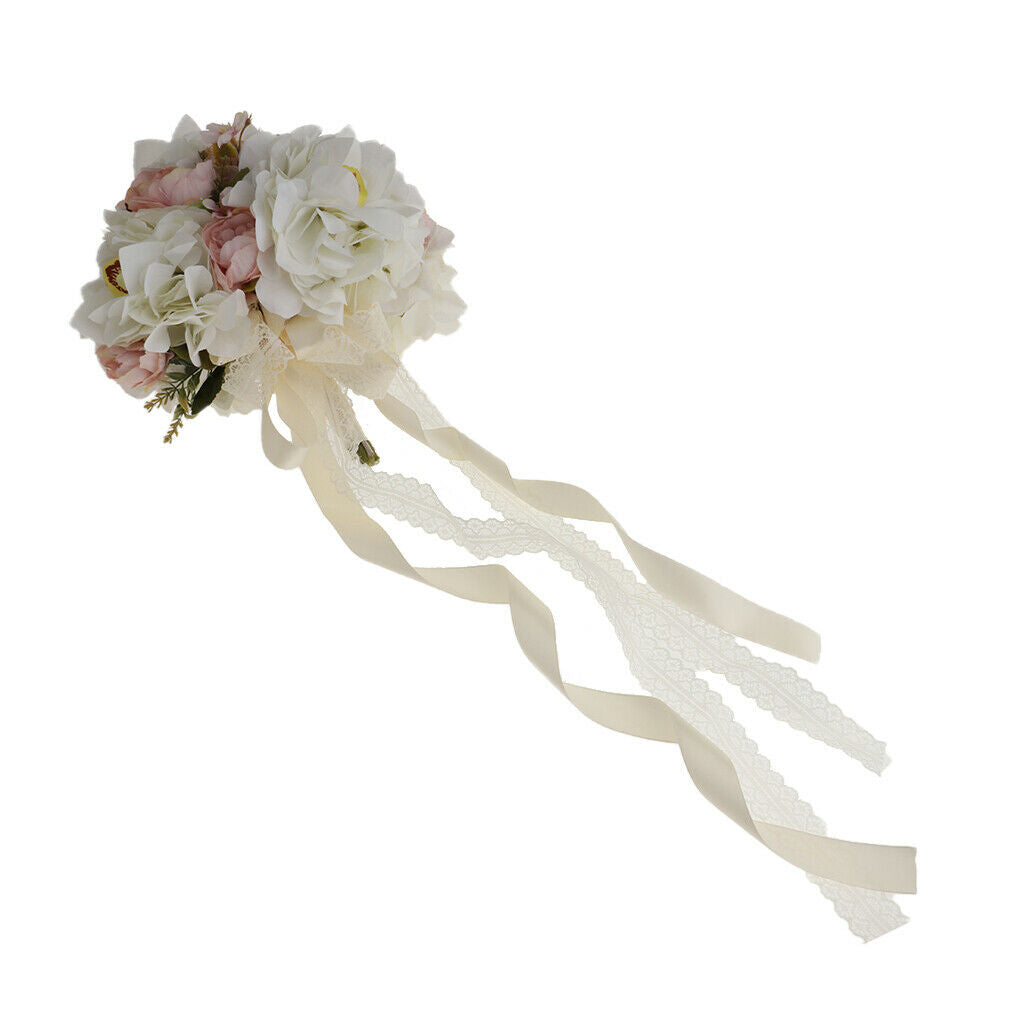 Bridal Flowers Bouquet Artificial Flower Lace And Pearls Decor for Valentine's