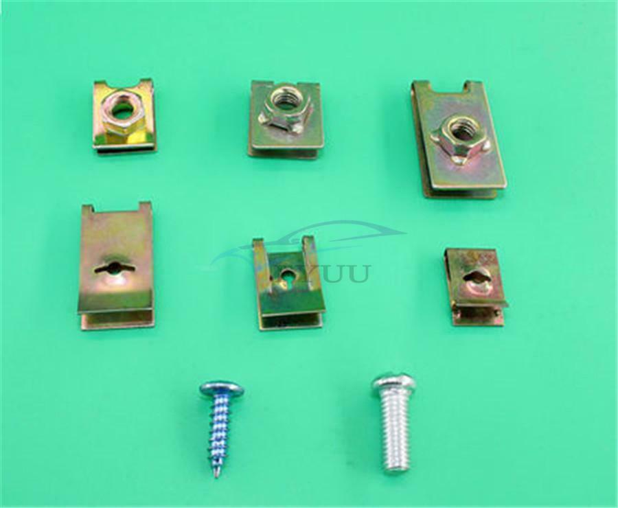 150PCS Body Door Fender Metal U-shaped Screw Gasket Nylon Strap Fixing Clip Kit