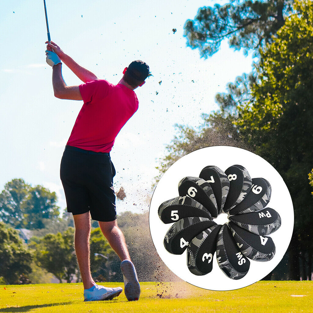 10Pcs/Pack Nylon Golf Iron Covers Set 3,4,5,6,7,8,9,S,A,P Protective Soft