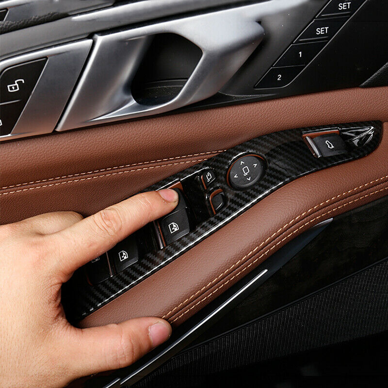 ABS Carbon Fiber Inner Window Switch Panel Cover Trim For BMW X5 G05 2019 2020