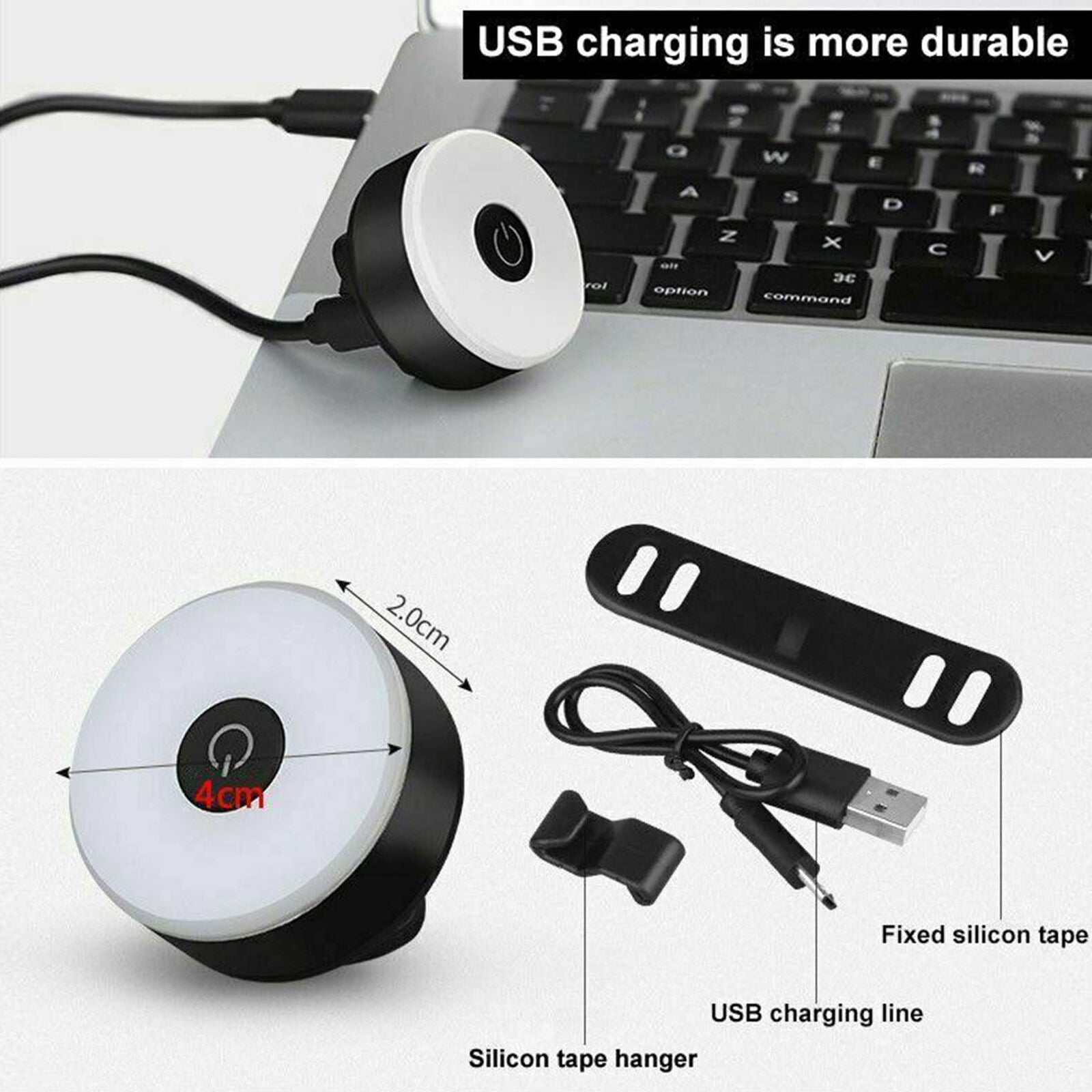 Easy Install LED Bike Rear Tail Lamp USB Bicycle Cycling Night Warning Taillight