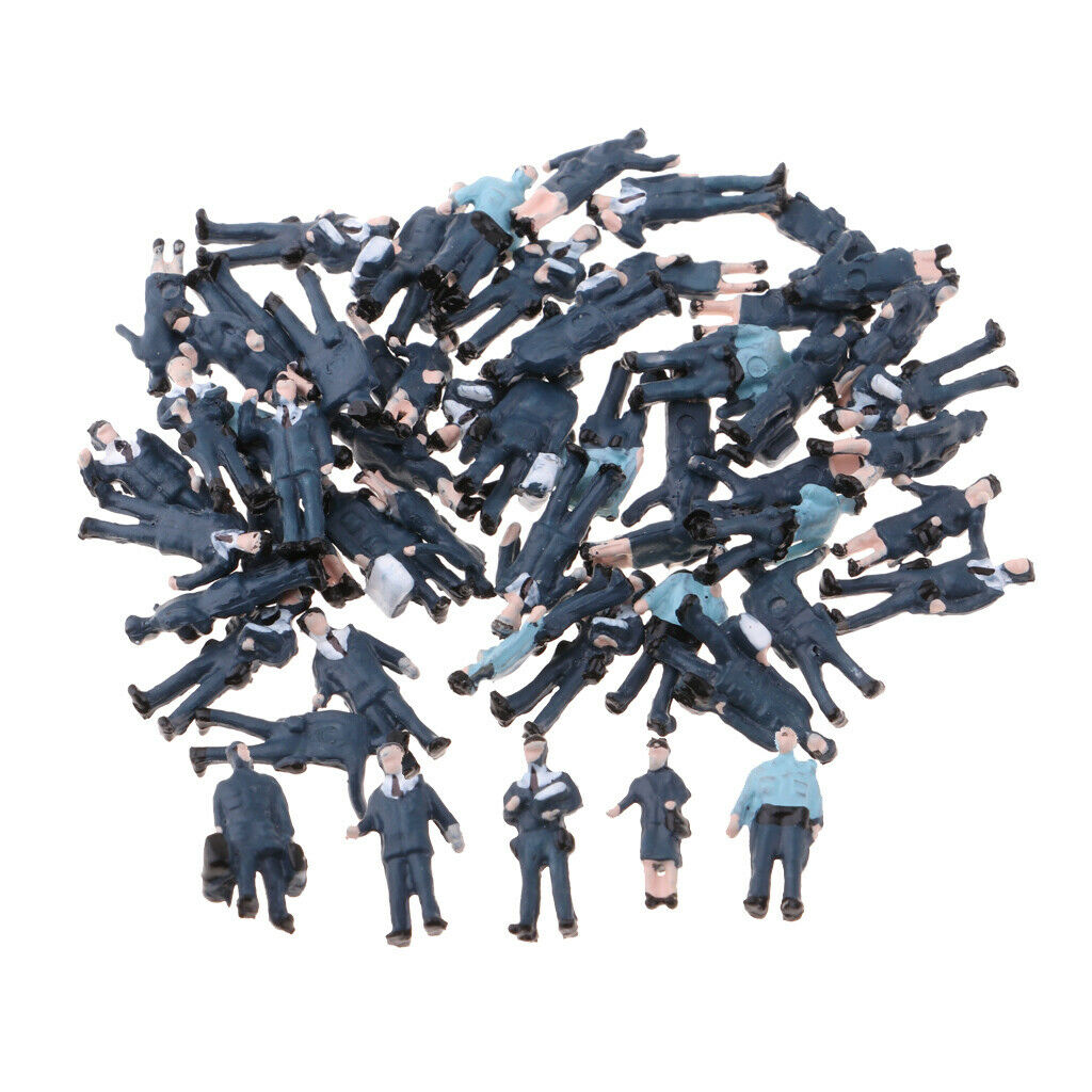 1/150 Scale Multicolor Police Action Figures N Train Roadway Scene Building