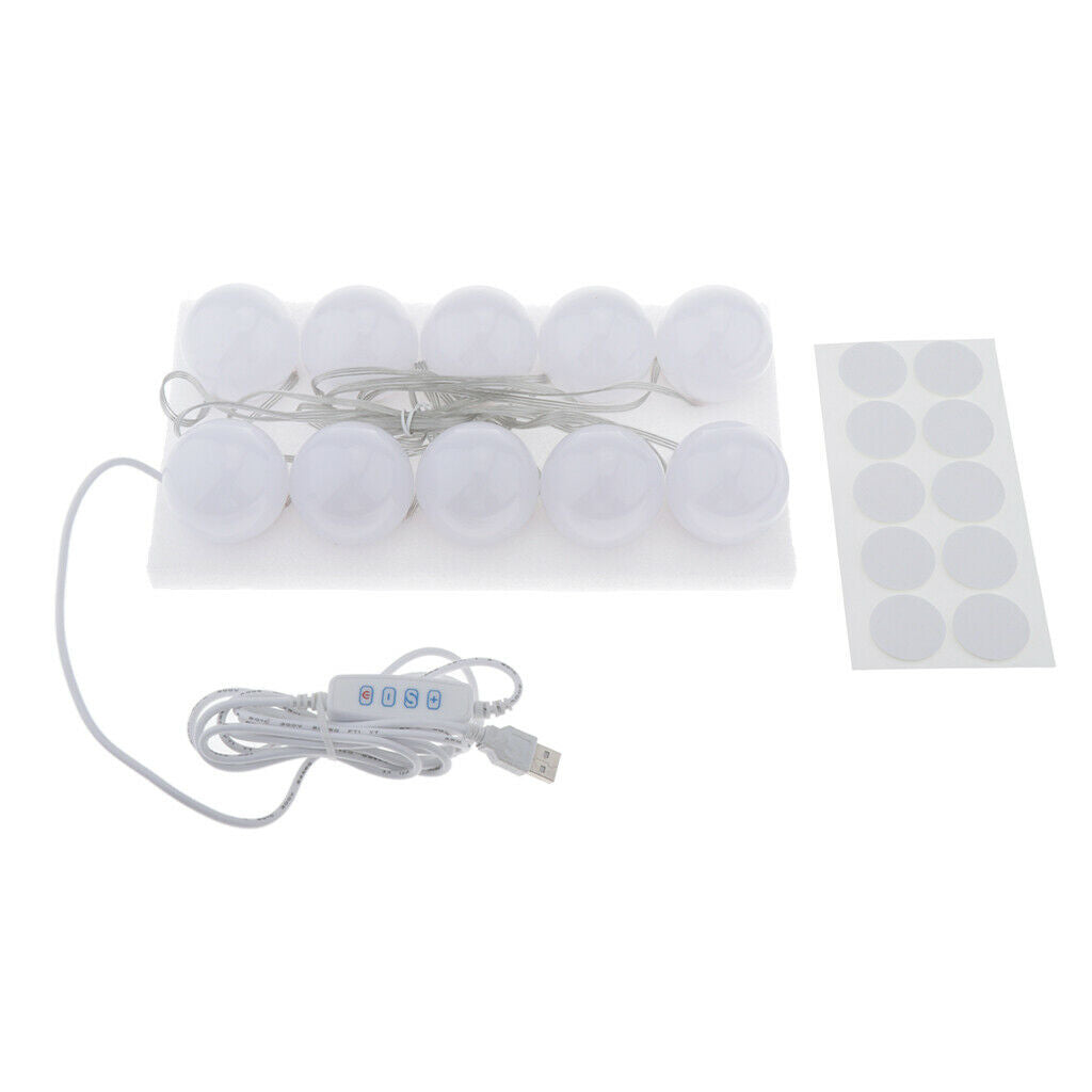 10 Pieces Vanity Lights Fitting Mirror Light Bulbs Lamp USB Adapter 3 Colors