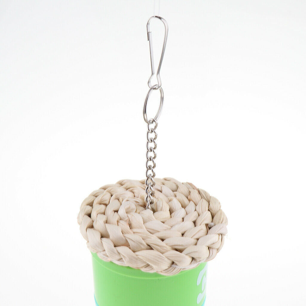 Plastic Bird Parrot Stainless Steel Feeding Drinking Hanging Cup Food Bowl Food